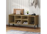 The Living Store Scarpiera Oslo Con Gambe In Metallo Brown 106X35X45 Cm In Legno Massiccio