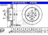 2X Ate 24.0118-0150.1 Disco Freno Asse Posteriore