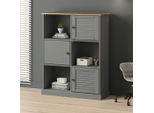 The Living Store Libreria Vigo Grey 90X35X114,5 Cm In Legno Di Pino Massiccio