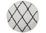 Vidaxl Tappeto Shaggy A Pelo Alto Moderno Crema E Nero Ø 240 Cm