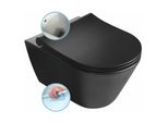 Sapho Avva - Wc Sospeso Con Doccia Bidet, Senza Bordo, Nero Opaco 100312-110