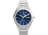 Quarzuhr Timex "Continental", Blau (Silberfarben, Blau), Armbanduhren, Herren, Quarzuhr, Armbanduhr, Herrenuhr, Edelstahlarmband, Datum, Leuchtzeiger