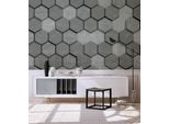 Vliestapete A.S. CrÉAtion "3D-Tapete Wabenmuster Grau Betonstruktur Hexagon", Grau, B:2,55M H:0,02M L:3,5M, Vlies, Tapeten