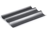 Teglia Forata Ibili Per 3 Baguette, Acciaio Inox, 38X24 Cm, Argento