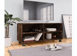 The Living Store Mobile Tv Con Rotelle Rovere Fumé 90X35X35 Cm Materiale In Legno