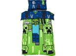 Minecraft - Biancheria Da Letto Reversibile TC181 (Letto Singolo) (Verde/Blu)