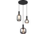 Lampada A Sospensione In Vetro Nero Opaco Cromato Per Soggiorno Sala Da Pranzo Sopra Il Tavolo 3Xe27 10W Diva Trio