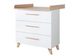 Roba Leon Fasciatoio, Piano Estraibile, 3 Cassetti - Maniglie E Piedini Di Legno - Decoro Bianco / Rovere Othello