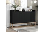 Credenza Moderna A 4 Ante Senza Maniglie - Design Minimalista Nero, Elegante E Pratico Per Sala Da Pranzo, Soggiorno E Cucina