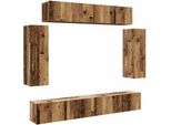 Syfax™ Set Mobile Tv 6 Pz Montato A Parete Legno Antico In Truciolato