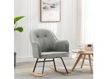 The Living Store Sedia A Dondolo In Velluto Grigio