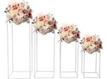 Portafiori In Metallo - Colonna Geometrica Per Matrimoni/Centrotavola - Set Da 4 - Tubo In Acciaio - Altezza 45/60/75/90 Cm - Portata 10-15 Kg Per Supporto - Bianco