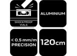 Livella Neo Tools In Alluminio, 0,5 Mm/M 40, 60, 80, 100, 120, 150, 200 Cm Con Attacco Antiurto - 120 Cm
