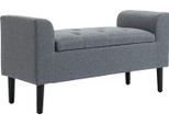 Panca Con Contenitore, Panca Imbottita Con Aspetto Lino, Gambe In Legno, Panca Letto Caricabile Fino A 130 Kg, Per Soggiorno Camera Da Letto Corridoio, 116 X 44 X 58 Cm Grigio Chiaro