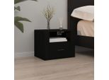 The Living Store Comodino Da Parete Nero 50X36X40 Cm