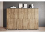 Highboard Otto Home "Kenia, Moderne Grifflose Hochkommode Mit 6 TüRen, Breite 180 Cm", Grau (Matera Anthrazit, Kastanie Breslau), B:180Cm H:125Cm T:39,5Cm, Sideboards, Highboard, Push-To-Open-Fronten, HöHenverstellbaren EinlegeböDen