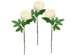 Kunstblume I.Ge.A. "PäOnie Bauernrose", Weiß, B:20Cm H:60Cm L:14Cm, Polyester, Kunstpflanzen, Pfingstrosen Einzelblume, 3Er Set