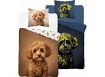 Set Di Biancheria Da Letto Fosforescente 140X200 Cane Barboncino Marrone