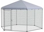 Pollaio 400 X 346 X 263 Cm Recinto In Acciaio Ruspante, Gabbia Per Polli Con Coperchio, Porta, Recinto Per Polli Per 10-15 Polli, Piccoli Animali, Grigio