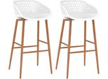 The Living Store Sgabello Da Bar 2 Pezzi. Colore Bianco
