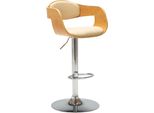The Living Store Sgabello Da Bar In Legno Curvato Color Crema E Pelle Finta