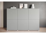 Highboard Otto Home "Kenia, Moderne Grifflose Hochkommode Mit 6 TüRen, Breite 180 Cm", Grau (Pallad Grau), B:180Cm H:125Cm T:39,5Cm, Sideboards, Highboard, Push-To-Open-Fronten, HöHenverstellbaren EinlegeböDen