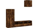 Syfax™ Mobili Tv A Muro 4Pz Rovere Fumo In Legno Multistrato