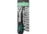 Set Cricchetto E Bussole Da 12 Pezzi 10-24 Mm Con Supporto | Wiesemann 80065 | Cricchetto Con Attacco Da 1/2″ | Prolunga Da 125 Mm | Bussole Con Bocca Esagonale