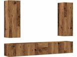 Syfax™ Set Mobile Tv 5 Pz Montato A Parete Legno Antico In Truciolato