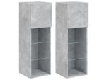 Syfax™ Mobili Tv Con Luci Led 2Pz Grigio Cemento 30,5X30X90 Cm