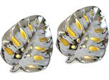 Dekofigur I.Ge.A. "Led-Deko Blatt Aus Keramik", Silber, B:13Cm H:12Cm, Keramik, Dekofiguren, Deko-Objekt Statue Geschenkidee 2Er Set, Silber