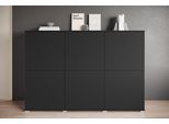 Highboard Otto Home "Kenia, Moderne Grifflose Hochkommode Mit 6 TüRen, Breite 180 Cm", Schwarz (Graphite Schwarz Matt), B:180Cm H:125Cm T:39,5Cm, Sideboards, Highboard, Push-To-Open-Fronten, HöHenverstellbaren EinlegeböDen