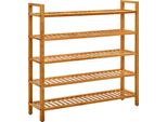 The Living Store Scarpiera A 5 Ripiani 100X27X100 Cm In Rovere Massiccio