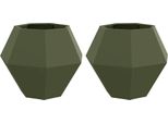 Vidaxl Fioriera 2 Pezzi Verde Oliva 75 X 75 X 60 Cm Acciaio