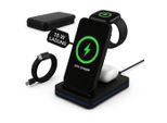 Stazione Di Ricarica Qi 3 In 1 Per Iphone, Apple Watch E Airpods | Caricatore Rapido Wireless Da 15 W | Caricatore Induttivo Per Smartphone, Cuffie E Smartwatch