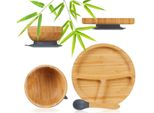 Set Di Stoviglie Per Bambini In Bambù Con Piatto A Ventosa E Ciotola