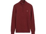 Gant - Felpa Da Uomo, Con Mezza Zip, Con Motivo A Treccia GT11829 (M) (Rosso Vino)
