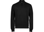 Tee Jays - Felpa Da Uomo, Con Mezza Zip, Interlock A Costine BC7261 (M) (Nero)