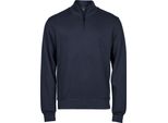 Tee Jays - Felpa Da Uomo, Con Mezza Zip, Interlock A Costine BC7261 (M) (Blu Navy)