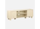 Mobile Tv Esotico Effetto Legno Di Mango 2 Ante Reversibili, 155Cm, Beige