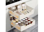 Contenitore Per Armadio Da Cucina - Cestello Estraibile Con Guide - Set Da 2 - Impilabile - Regolabile In Altezza - Plastica - Grigio Chiaro