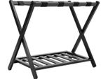 Portabagagli - Portavaligie - Pieghevole - Con Ripiano - Bambù - Portata Fino A 100 Kg - Per Camere Degli Ospiti/Hotel - Nero