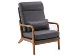Poltrona Lounge, Poltrona Con Braccioli, Schienale Alto, Con Cuscino Lombare, Grigio Scuro