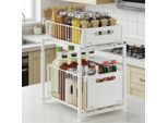 Organizer Per Armadio Da Cucina A 2 Ripiani Sotto Il Lavello, Organizer Per Armadio Lavello, Scaffale A Cassetti Bianco
