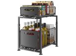 Sotto Lavello Scaffale A 2 Ripiani Organizer Per Armadio Lavello Scaffale Da Cucina Estraibile Nero