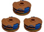 3 Bobine Di Filo Per Worx Wg 100 101 104 105 106 108 109 110 E / WA0007 Decespugliatore