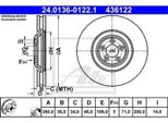 2X Disco Freno Ate 24.0136-0122.1 Per Jaguar Xf (_J05_ CC9) Xk Cabrio (X150)