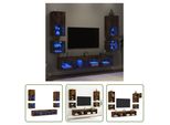 The Living Store Parete Attrezzata A 8 Pezzi Con Illuminazione A Led In Legno Rovere Fumé