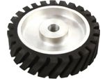 Ruota/Rullo Di Contatto Per Levigatrice A Nastro - Gomma Scanalata - Anima In Alluminio - Dimensioni 20×5 Cm - Foro 2,5 Cm - Per Levigatura E Lucidatura - Nero