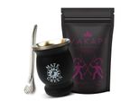 Set Da Tè Vakapi Yerba Mate - Vakapi Pera 500 G Di Tè Mate Con Bacche Di Mirtillo Rosso, Bacche Di Sambuco - Tazza Termica 230 Ml Nera, Bombilla 17,5 Cm